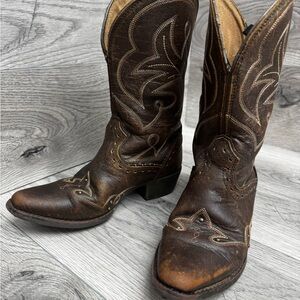 Kids youth Ariat Western Cowboy Boots Leather Embroidered size 13